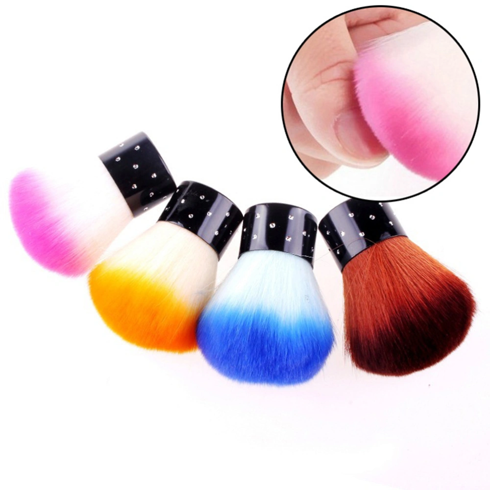 1 Pack/2pcs Manicure Hair Brush Portable Dust Powder Brush Lovely Mushroom Shaped Cleaning Brush (Random Color, Mushroom Brush and Dust Brush Each 1PC)