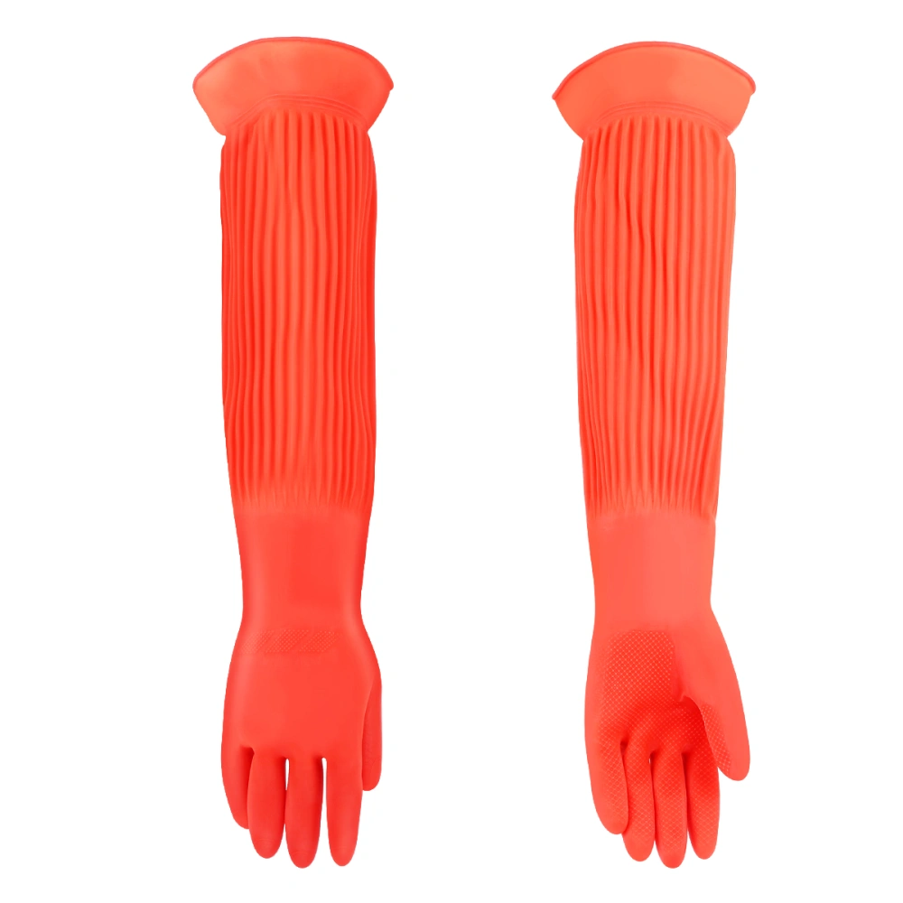 POPETPOP Lengthen Latex Gloves Aquarium Fish Tank Industrial Thick Wear-resistant Protective Gloves Household Gloves for Dish Clothes Washing (One Size)