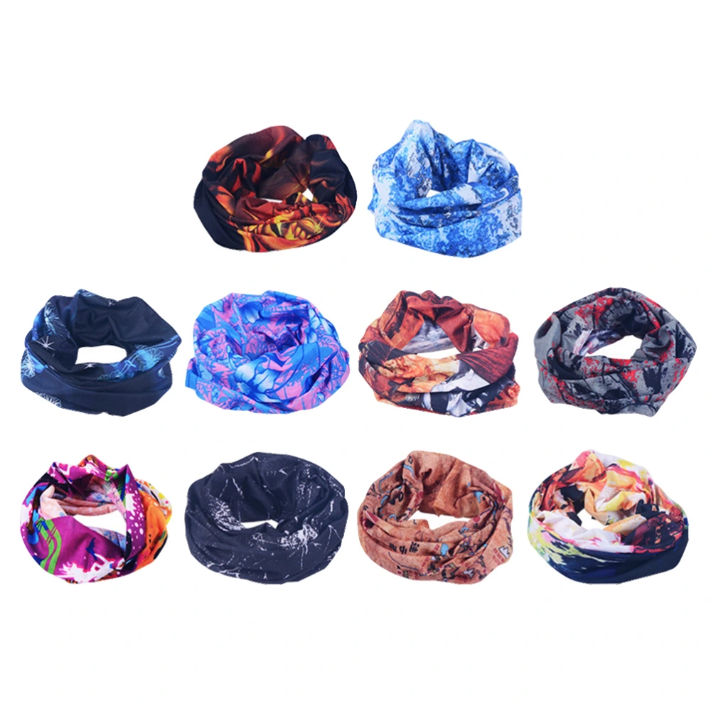 10 Pcs Outdoor Cycling Head Scarf Men Women Windproof Face Mask Sun Protection Headband Riding Neck Cover Yoga Hiking Riding Motorcycling (Random Color)