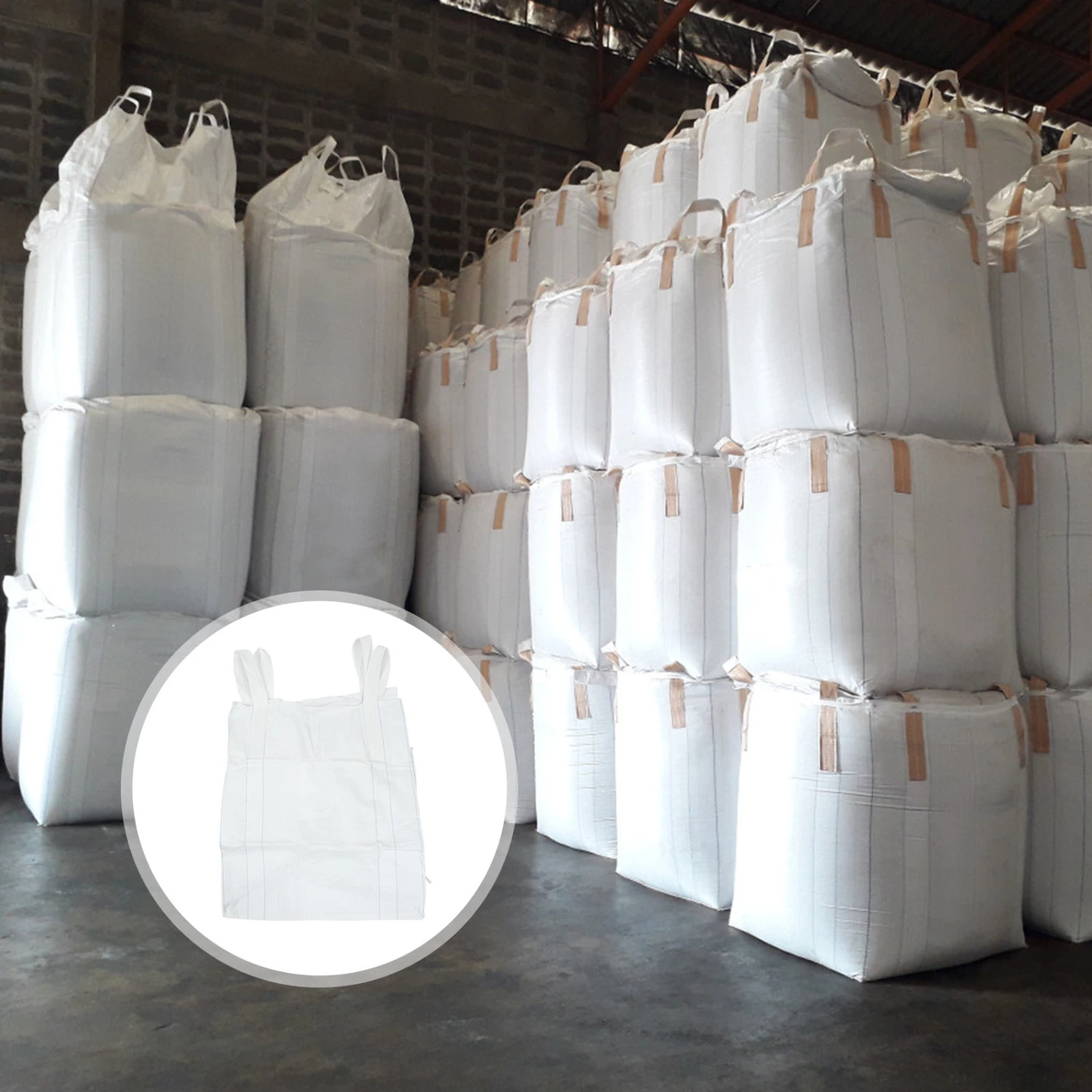 Heavy Duty Builder's Bag Duffle Flat Bottom Heavy Duty Polypropylene Bag (White)
