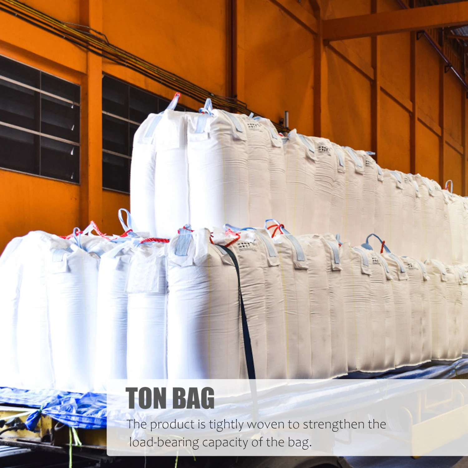 Heavy Duty Builder's Bag Duffle Flat Bottom Heavy Duty Polypropylene Bag (White)