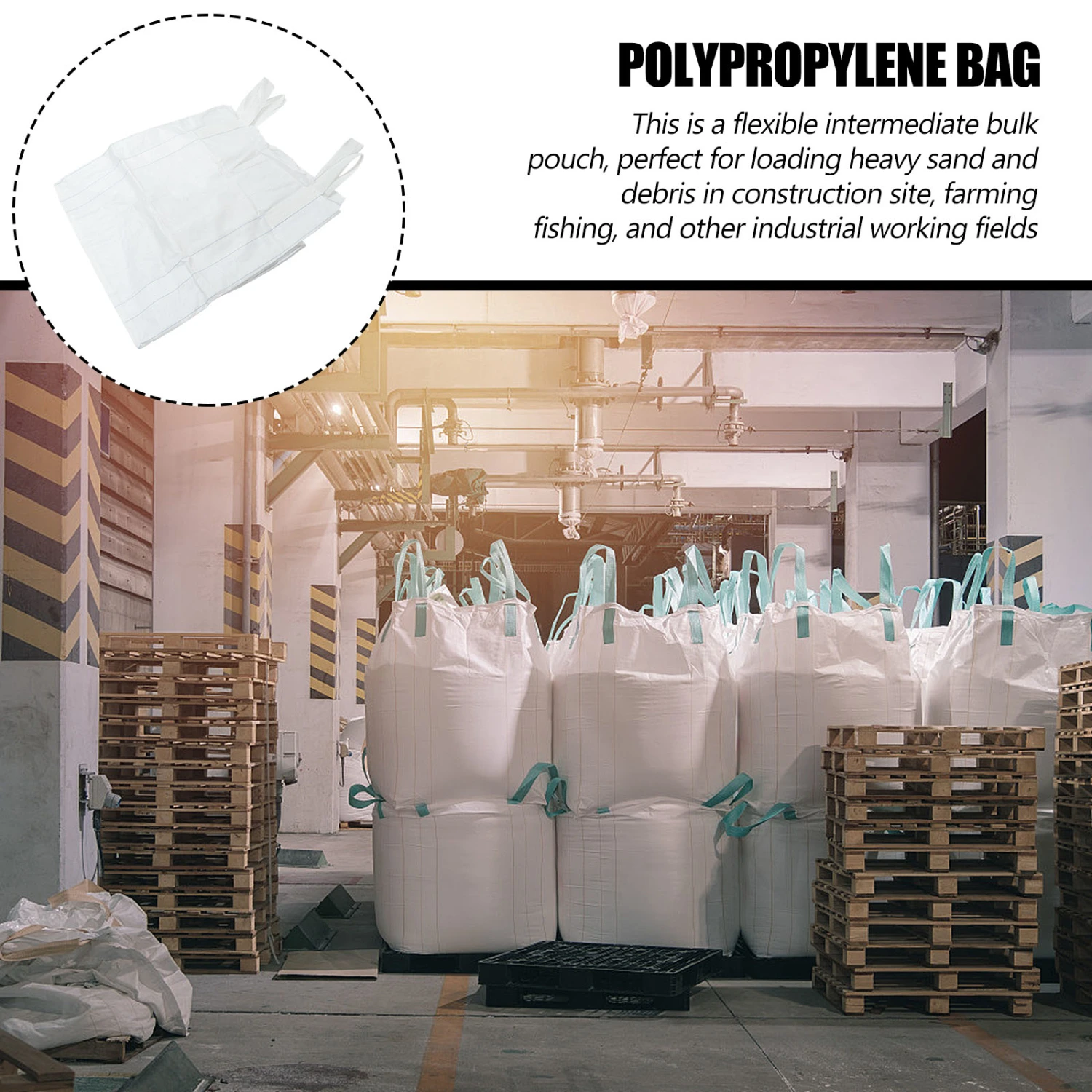 Heavy Duty Builder's Bag Duffle Flat Bottom Heavy Duty Polypropylene Bag (White)