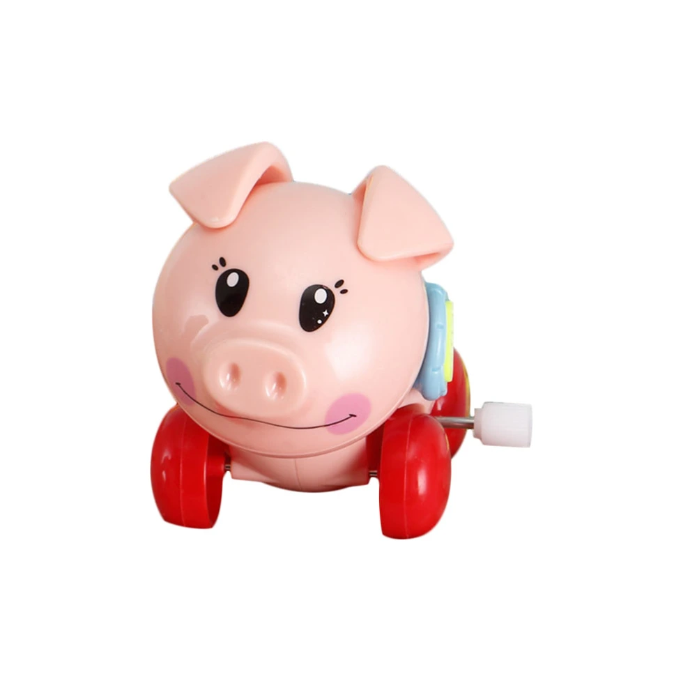 Adorable Cartoon Wind-up Pig Shaped Toys Funny Plastic Clockwork Pig Early Education Toy for Kids Children (Random Color)