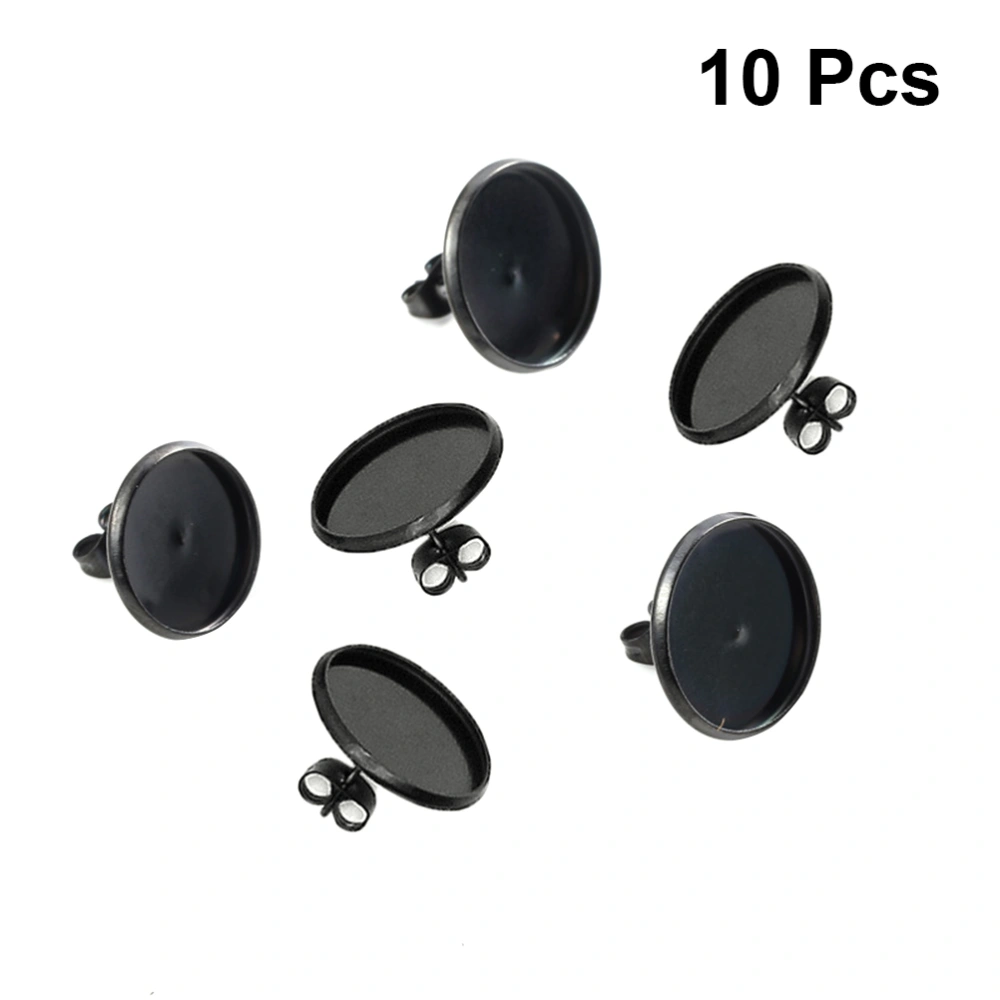 10PCS Ear Studs Base DIY Jewelry Accessory Creative DIY Ear Studs Cork Base Stainless Steel Black Earrings Making Tray Round Earrings Accessories with Ear Stopper for DIY Earrings Making Black Size 8MM