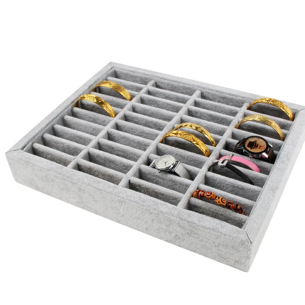 Jewelry Display Rack Bangle Storage Rack Showcase Jewelry Holder Bracelet Trays Grey (4 Rows)