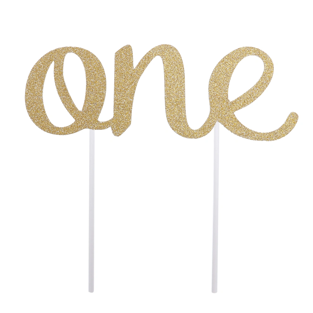 One Side First Birthday Cake Topper One Birthday Cake Decorations Gold Cake Topper Party Supplies (Golden)