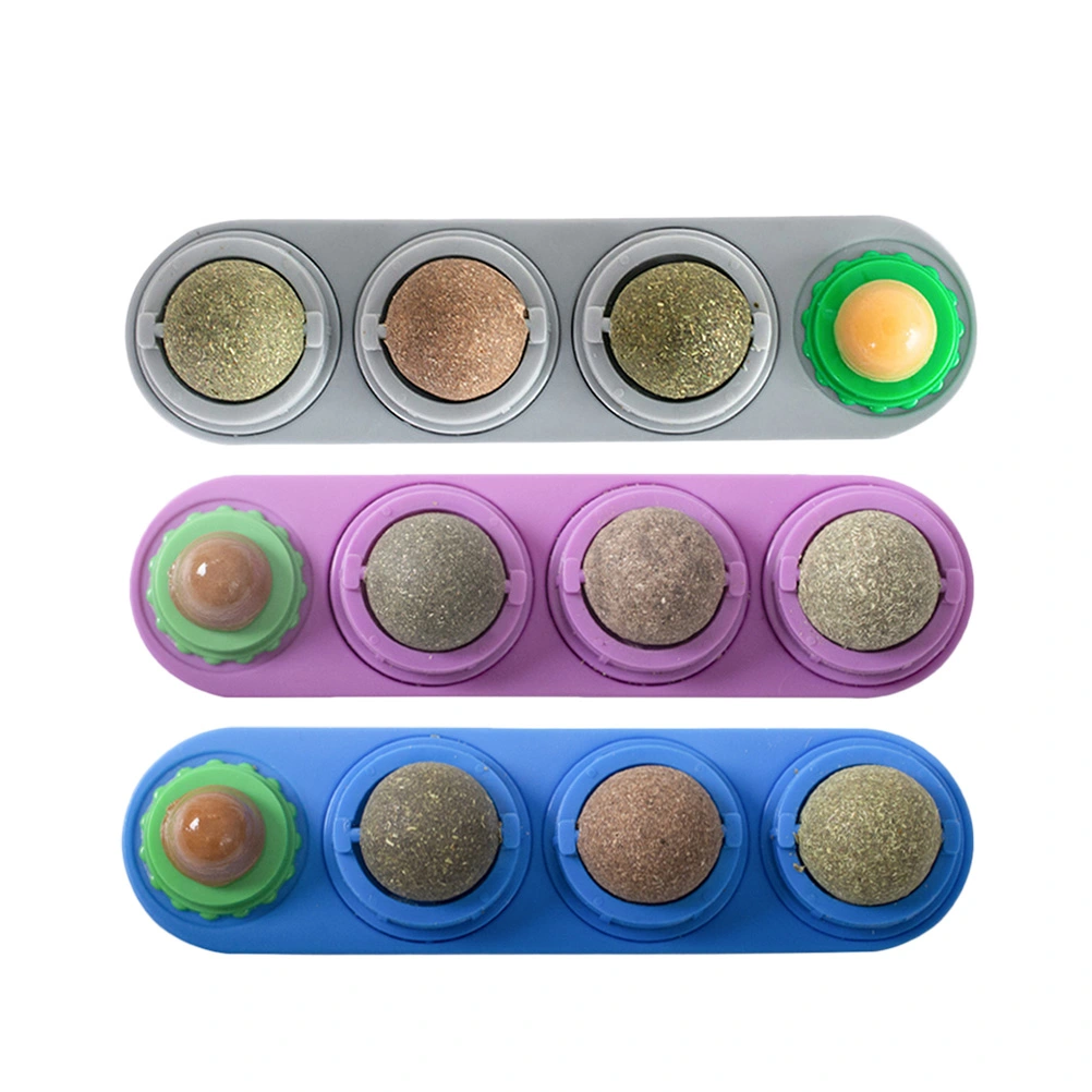 Funny Rotation Catnip Ball Pet Playing Toys Cat Catnip Ball Toy Kitten Teaser Pet Snacks (Purple)