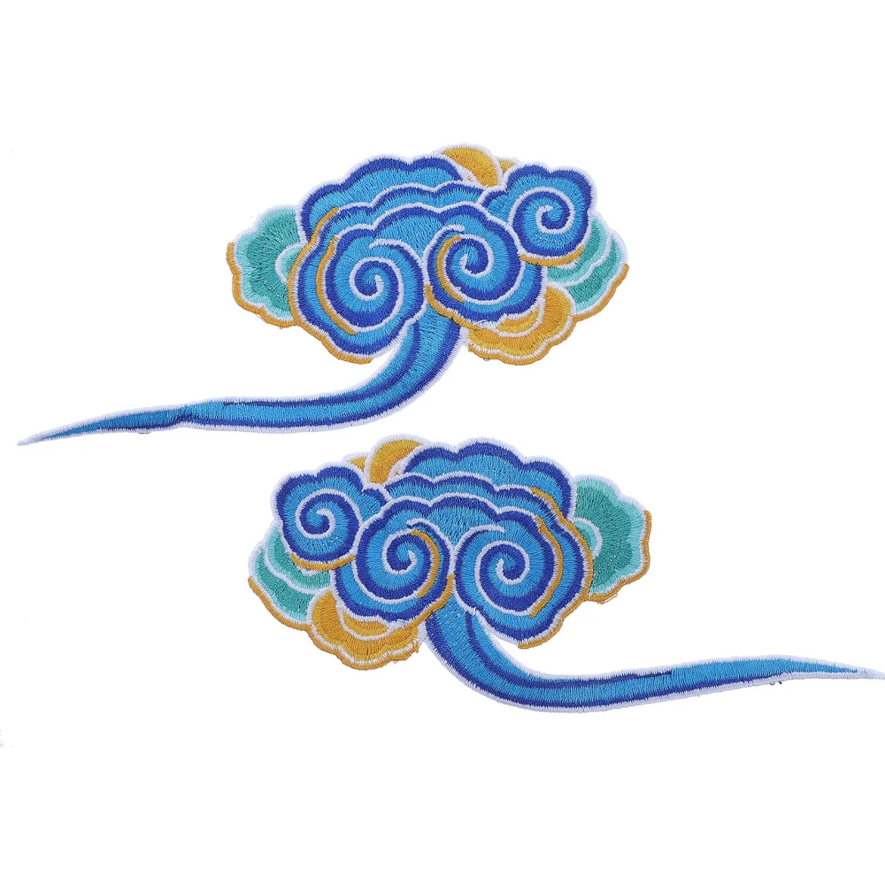 2Pcs Embroidery Cloud Patches Beautiful Clothing Appliques Sewing Patches