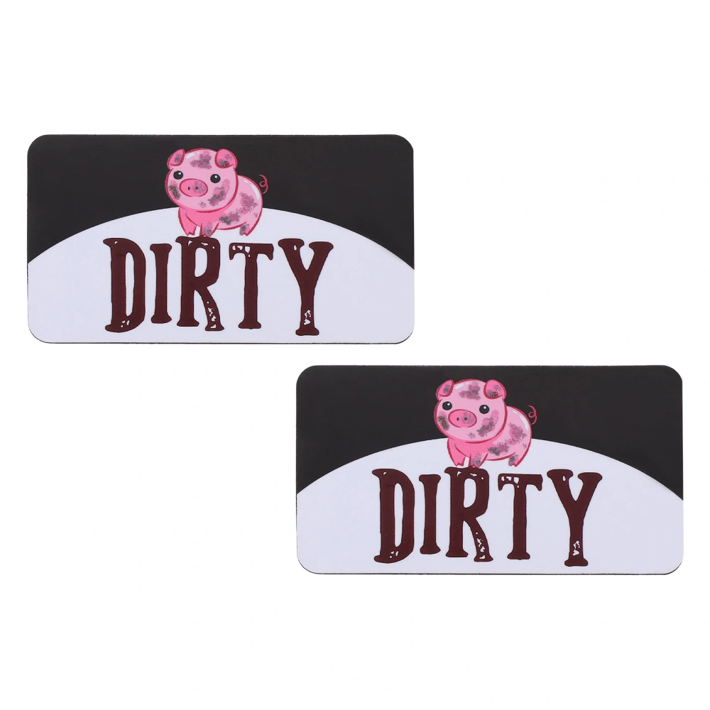 2pcs Clean Dirty Magnet Cartoon Sign Dishwasher Magnet Clean Dual-side Indicator