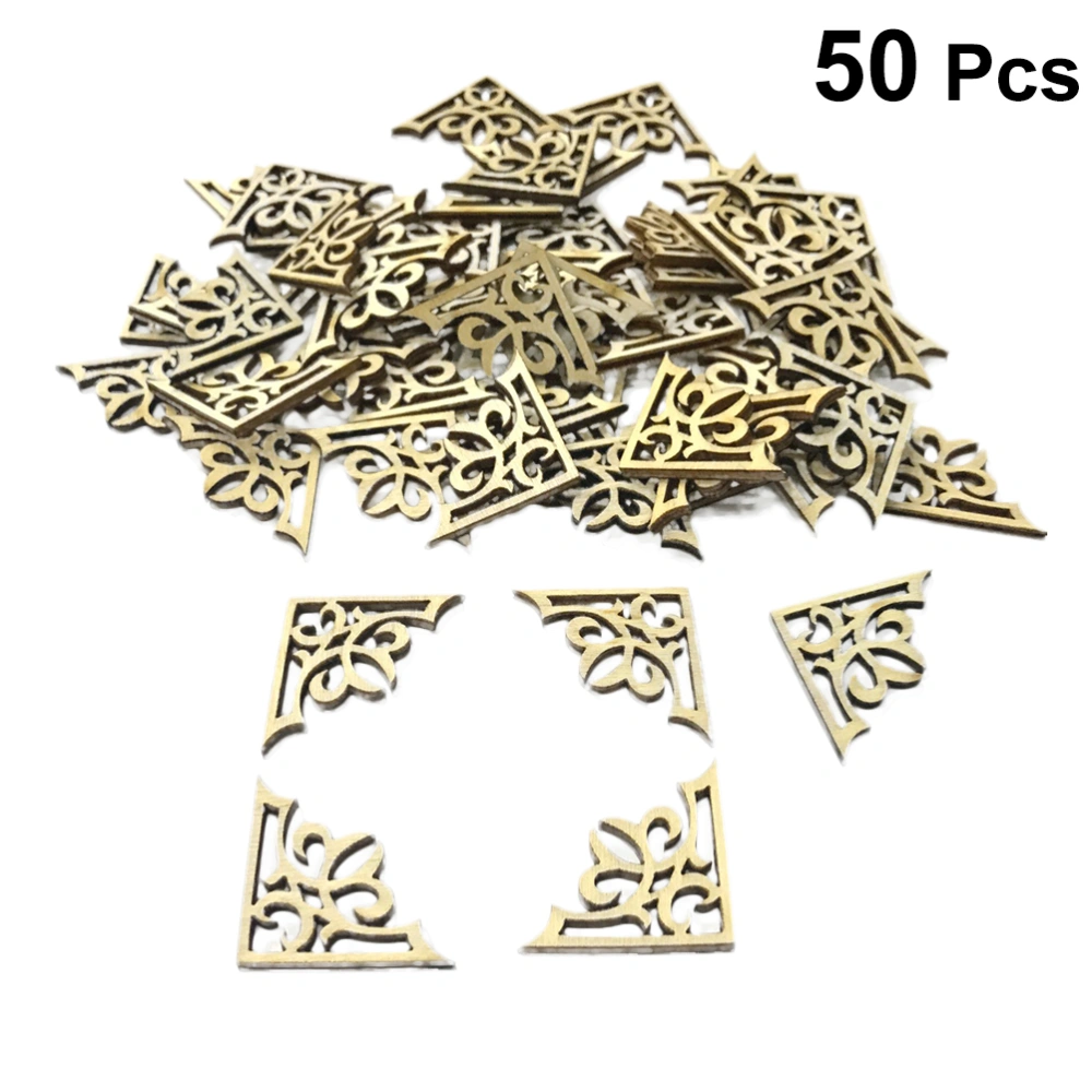 50pcs Solid Wood Carved Corner Onlay Furniture Home Decorations Unpainted Applique