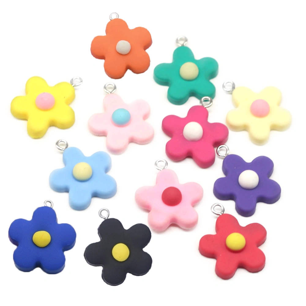 12PCS DIY Jewelry Accessories Handmade Polymer Clay Flower Pendants Funny Colorful Flower Pendants with Hanging Hole Cartoon Resin Flower Pendant DIY Mobile Phone Pendant Material for DIY Crafts Making Mixed Color