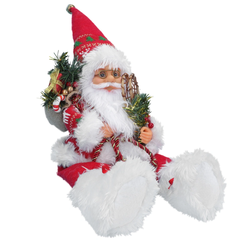 1Pc Christmas Showcase Decoration Sitting Santa Claus Puppet Window Furnishing