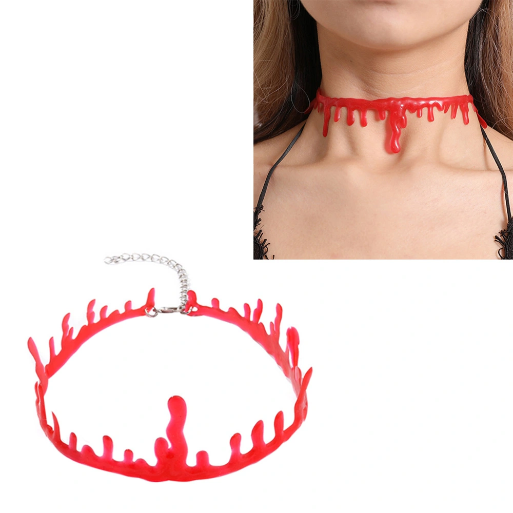 2 Pcs Halloween Necklace Blood Choker Necklace Scary Halloween Party Favors Decorations Gifts (Red)