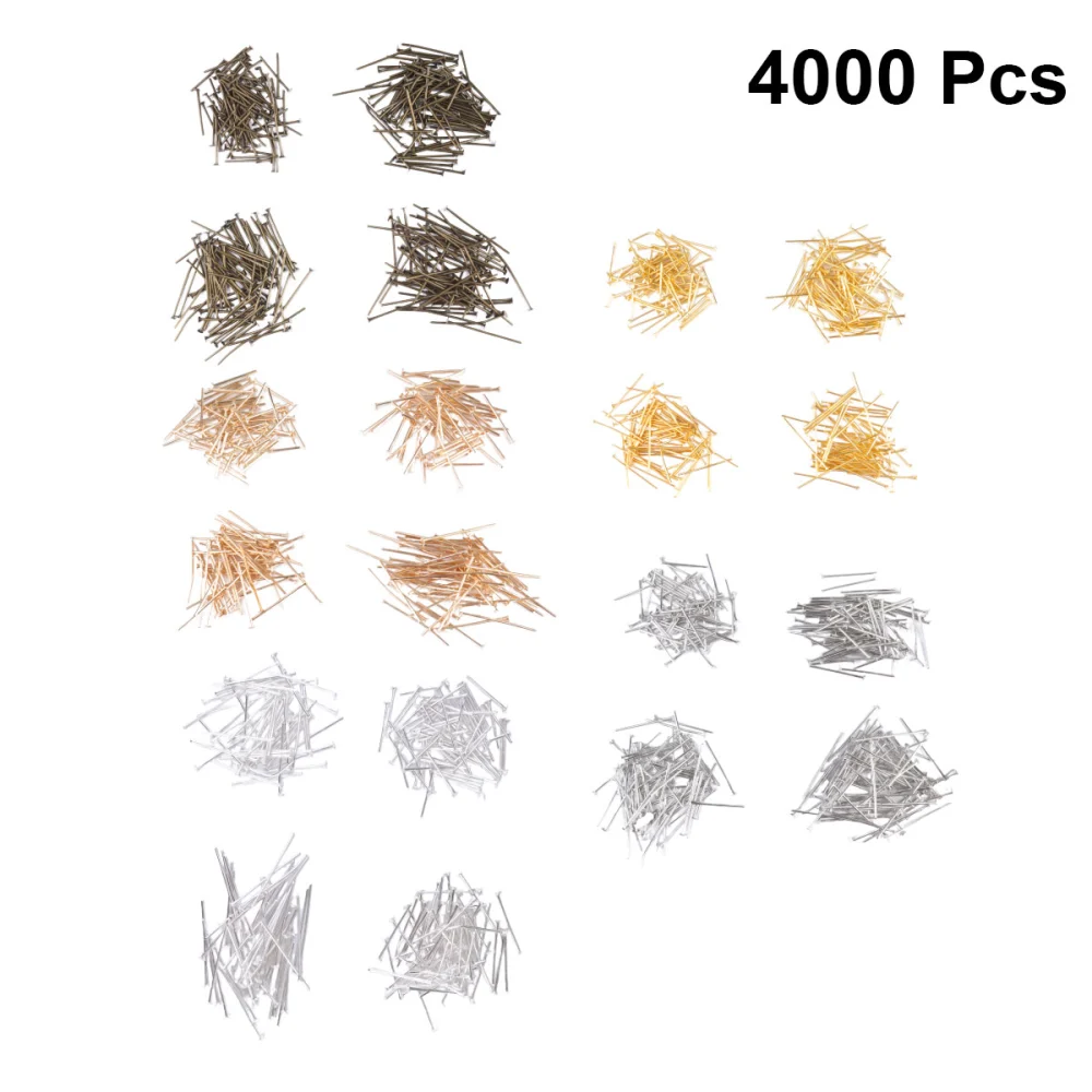 20 Packs Alloy T-shaped Needle Flat Head DIY Jewelry Making Accessory for Necklace Bracelet (Gold, Silver, White, Bronze, KC Golden Style)