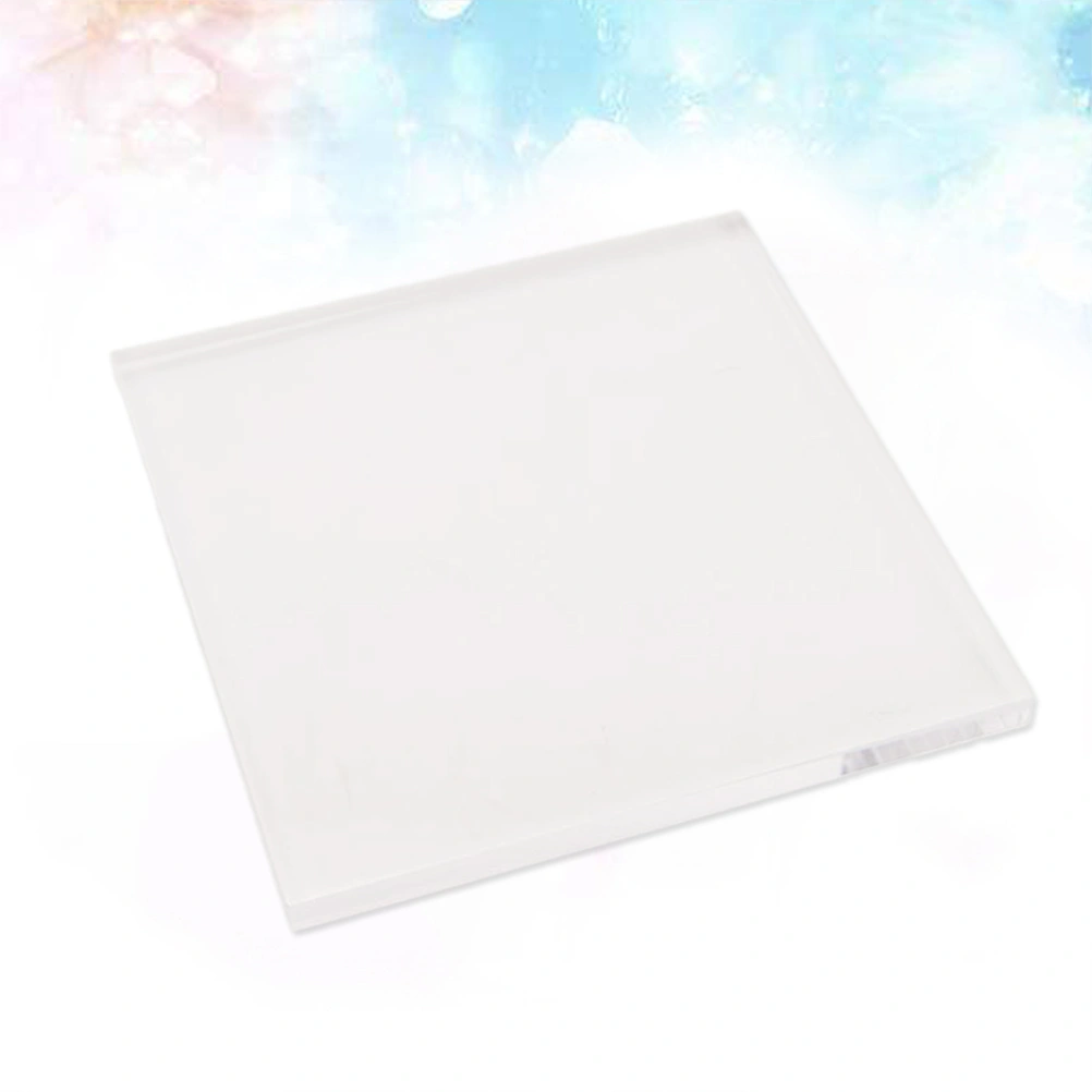 Acrylic Stamping Block Rubber Stamping Tools for Stamp Craft Easy Handle Square Shape Clear Fun Pad for Scrapbooking Crafts Making(15*15cm)