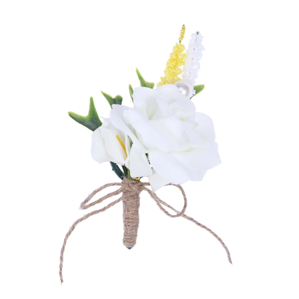 European Style Wedding Corsages Groom Boutonniere Artificial Calla Lily Flowers (White)