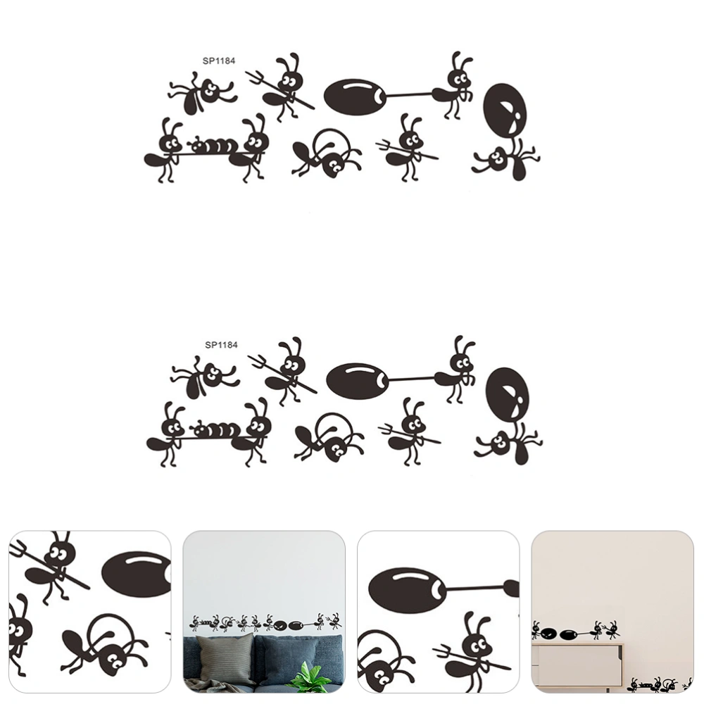 2 Sheets Cartoon Ant Group Wall Decals Lovely Kids Room Stickers Room Decor