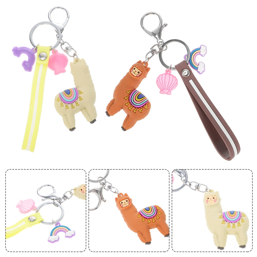 2Pcs Alpaca Key Chain Key Pendant Decoration Key Chain Cartoon Key Pendant