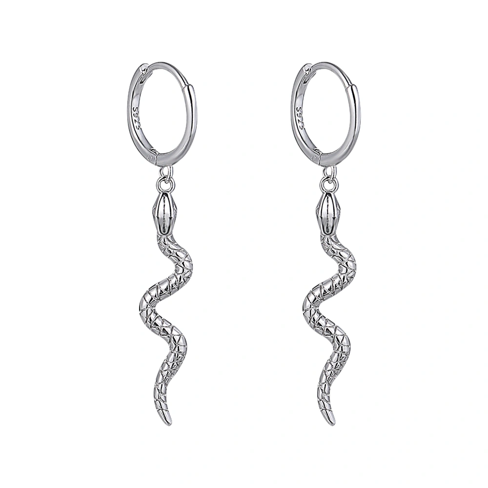 HOLIBANNA 1 Pair Snake Shape Earrings Creative Fashion Silver Eardrops Decorative Ear Jewelry Ear Dangles for Women Ladies