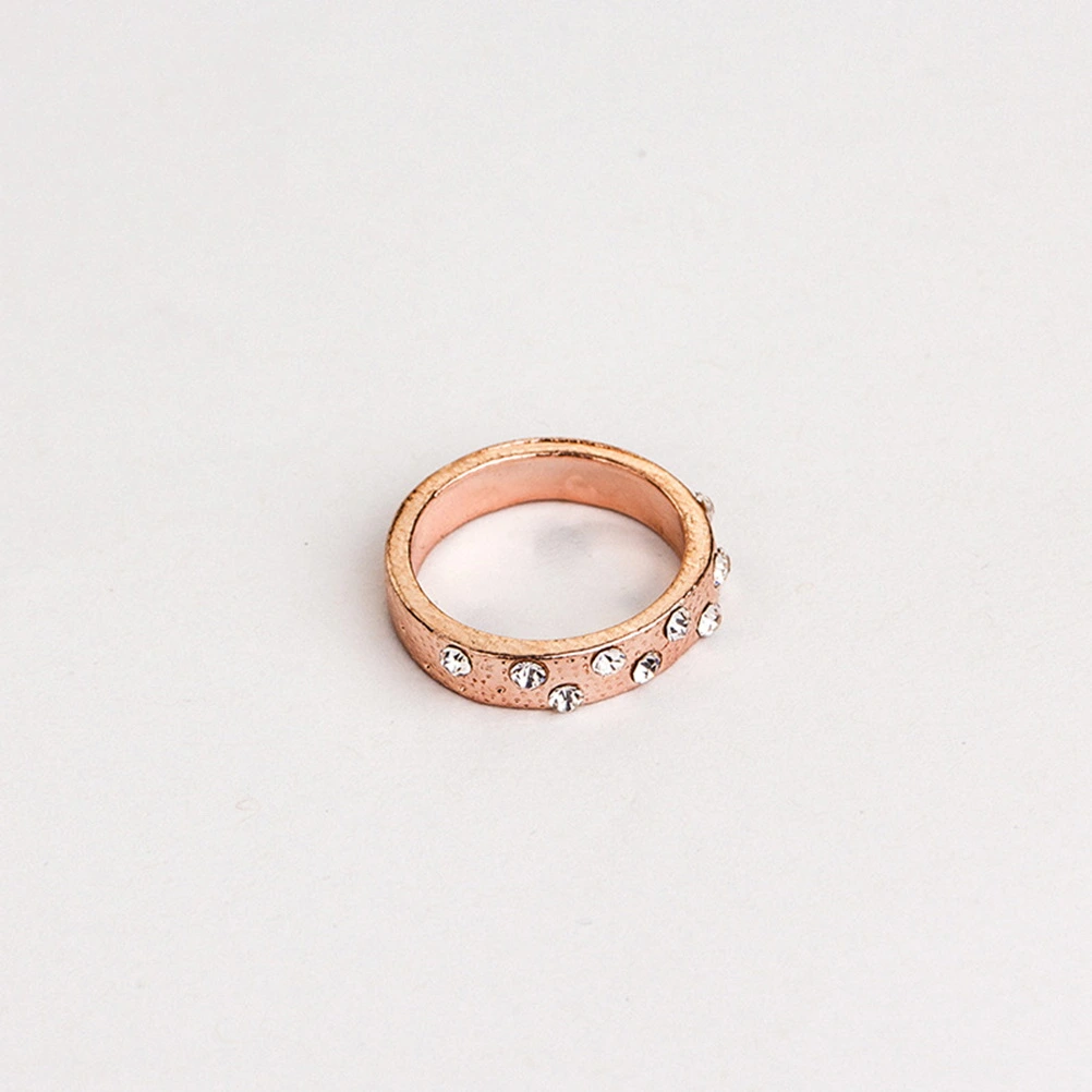 5PCS Delicate Finger Ring Stylish Rhinestone Inlaid Ring Chic Female Ring for Women (Rose Gold No. 6)