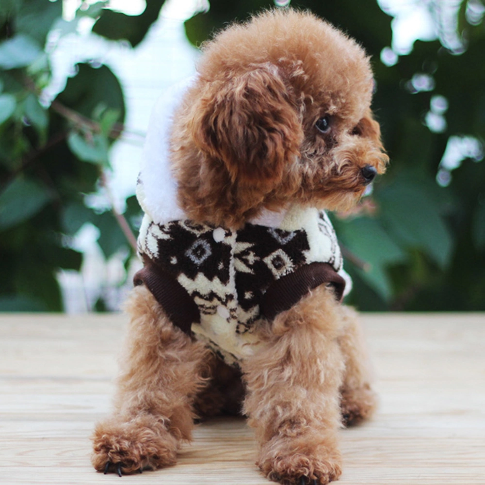 Pet Winter Clothes Thicken Warm Cotton Clothes Snow Pattern Coat Pet Custume for Puppy Dog (Brown, Size 12)