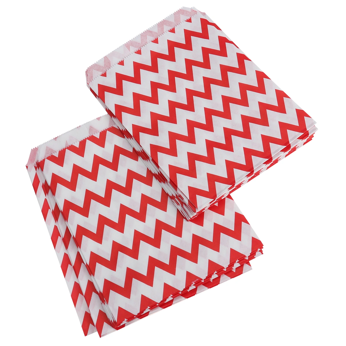 25PCS Food Paper Bags Environment-friendly Party Supplies Disposable V-shaped Wave Pattern Paper Sacks (Red)
