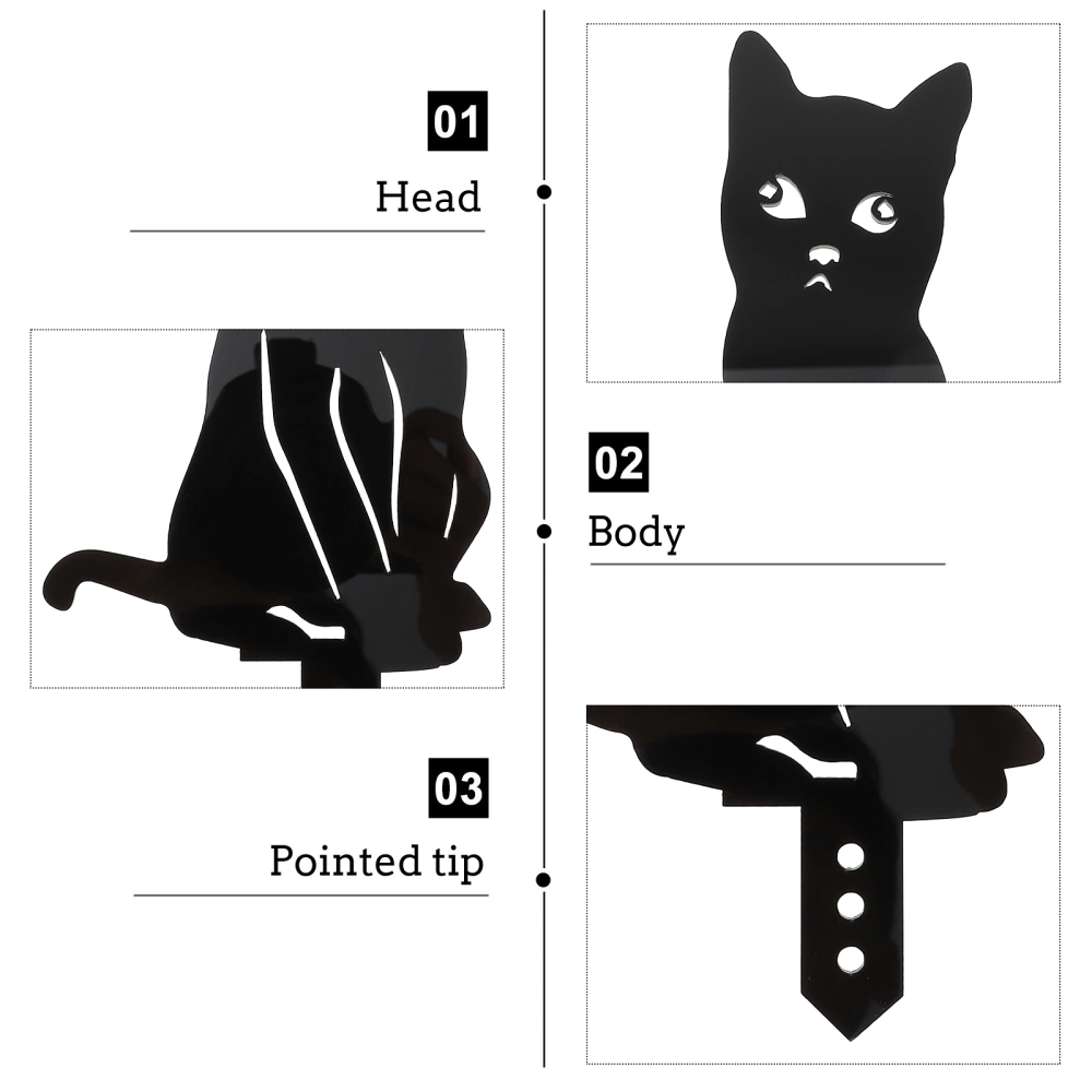 3pcs Rustic Cat Garden Stakes Yard Signs Cat Silhouette Halloween Garden Decor