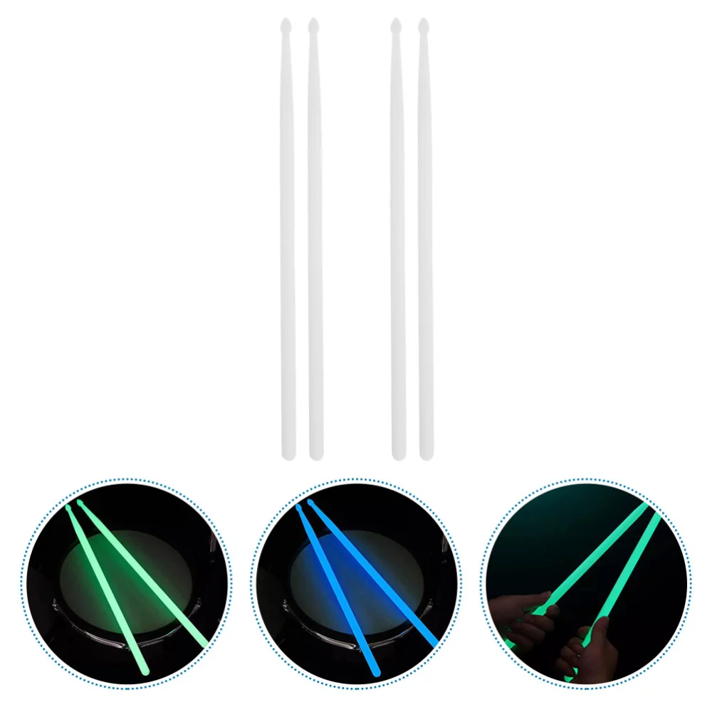 4Pcs  Drum Sticks Fluorescent Drumsticks Percussion Instrument Accessories (White, Assorted Color)