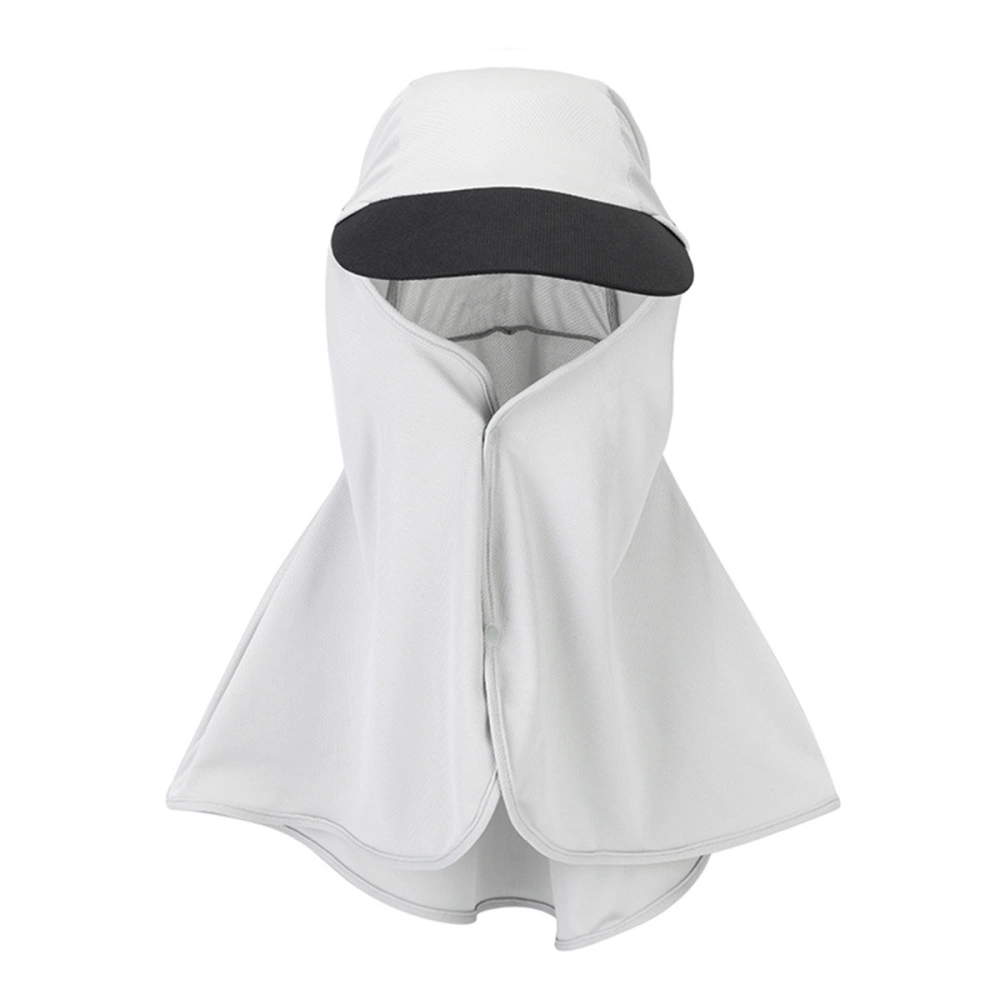 Breathable Peaked Protective Insect-Proof Big Rim Sunscreen with Cape (Light Grey)