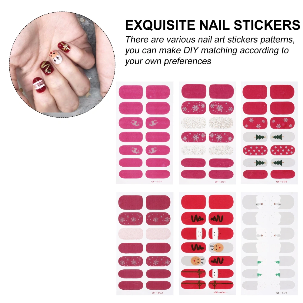 6 Sheets Christmas Full Cover Nail Stickers Waterproof Nail Decals Nail Art Wrap