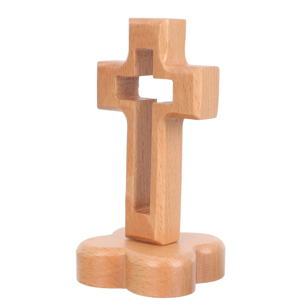 1 Set Wood Standing Cross Unique Cross Decor Table Desktop Cross with Base