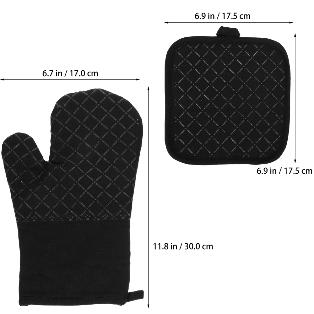 1 Set Kitchen Baking Gloves Heat Resistant Microwave Oven Mats Cooking Gloves