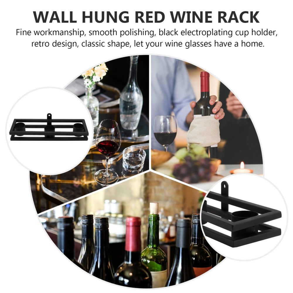 1Pc American Style Wall Mounted Red Wine Rack Upside-down Wine Stand (Black)