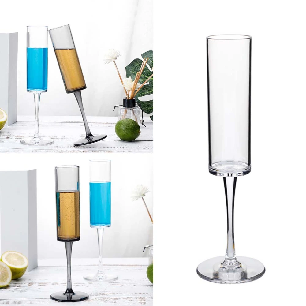 1pc Acrylic Clear Drop Proof Champagne Cocktail Glass Plastic Red Wine Glass Cups Juice Cocktail Cups (Transparent 165ml)