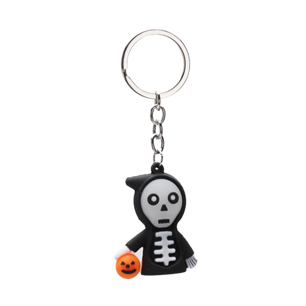 3pcs Halloween Ghost Shaped Key Rings 3D Cartoon Keychain Silicone Pendant Bag Pandent Decoration Hanging Keychain Accessory Creative Gift (Death Ghost, Pumpkin Head, Small Ghost, 1pc for Each Pattern)