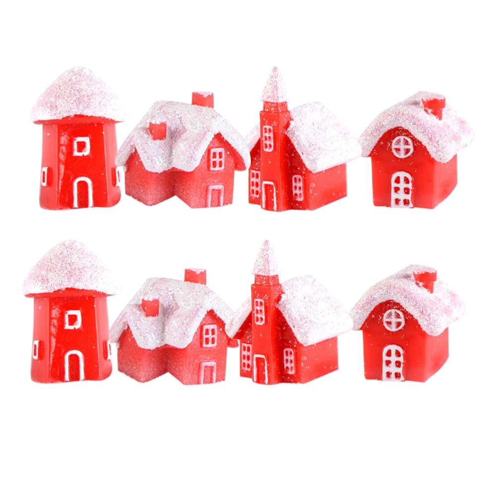 8pcs Adorable Christmas Desktop Ornament Lovly House Shape Table Adornment Xmas Party Desktop Decor for Home Living Room (Random Style)