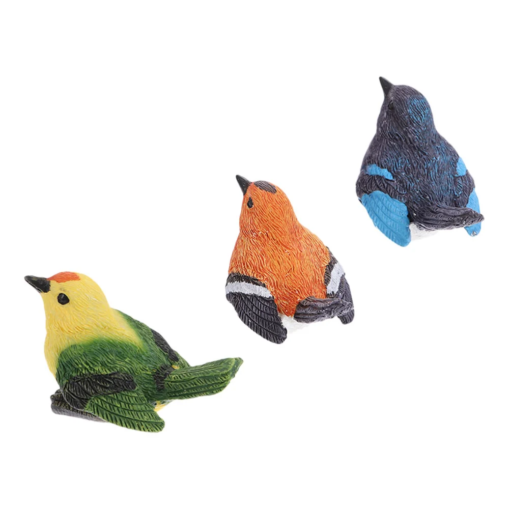 3Pcs Resin Bird Statues Garden Ornaments Flowerpot Resin Small Birds Landscaping Ornaments