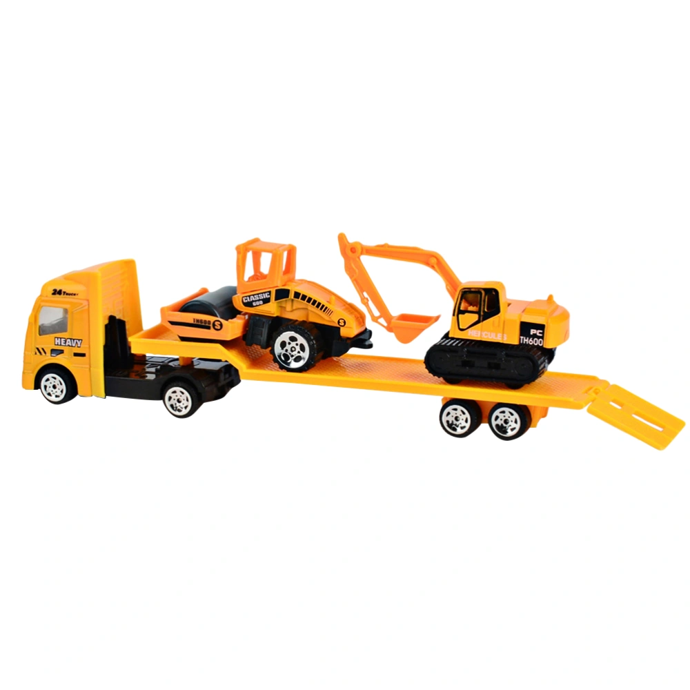 Pull Back Project Car Toy Creative Alloy Project Toy Model Toy for Baby Kid Child (Yellow, Engineering Tow Truck)