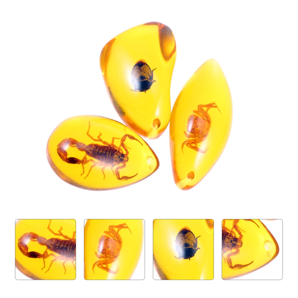 3pcs Jewelry Making Pendants Insect Specimen DIY Pendants Resin Crafts Charms