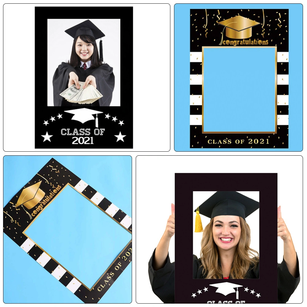 1 Set 2 Pcs 2021 Graduation Party Photo Frames Selfie Frames Fun Photo Props