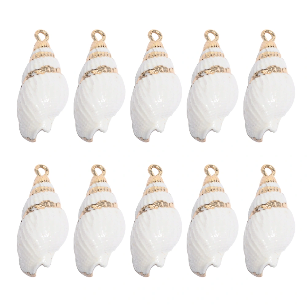 10 Pcs Natural Conch DIY Jewelry Accessories Sliced Gold-rimmed Conch Gold-plated Conch Ornaments Handmade Decor for Girls Ladies Earrings Necklace DIY Craft White