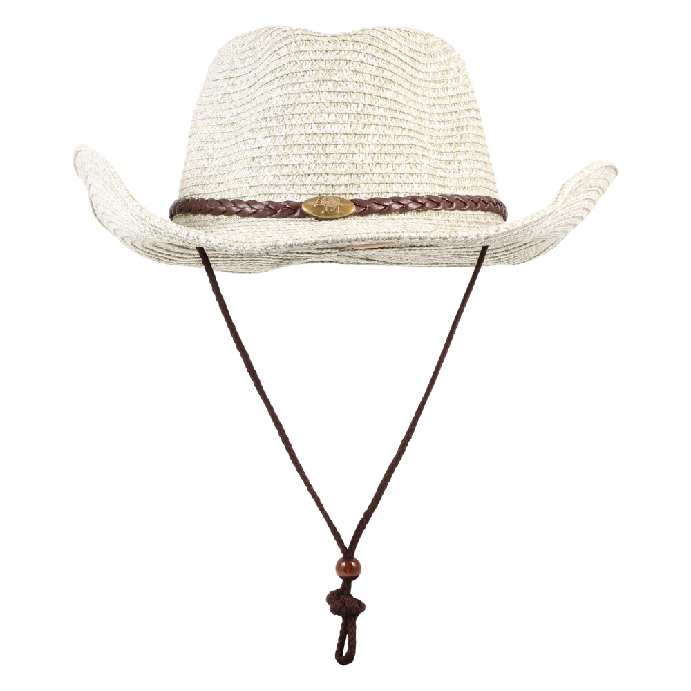 Straw Wide Brim Tops Hat Delicate Cowboy Party Dress Up Hat Cowgirl Hat