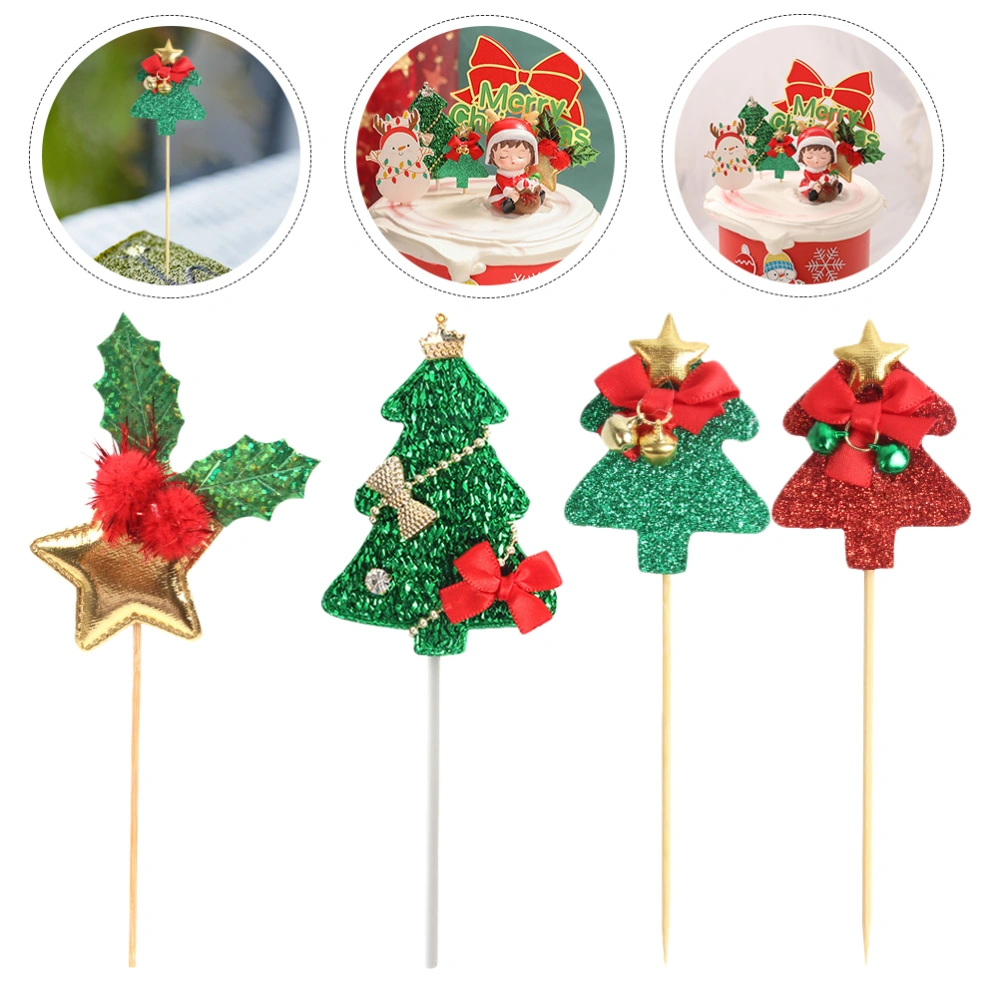 8Pcs Exquisite Cake Topper Decorative Cake Inserted Cards Christmas Party Props