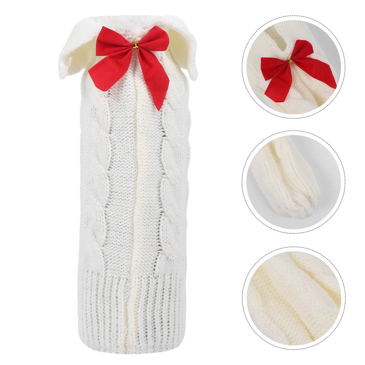 1 Pc Portable Flexible Bottle Clothes Adorable Red Wine Bottle Cover (White)