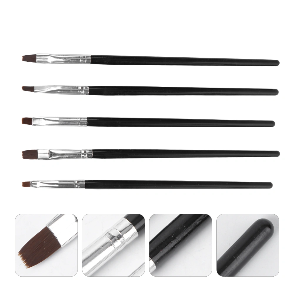 5 Pcs Nail Polish Manicure Art Painting Brush for Nail Art Beauty (Black)