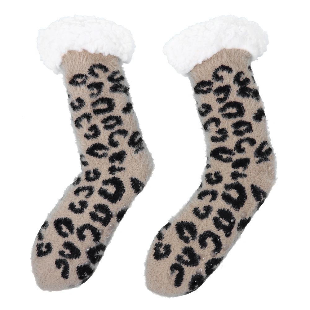 1 Pair of Household Winter Fall Socks Adults Floor Socks Leopard Printed Socks