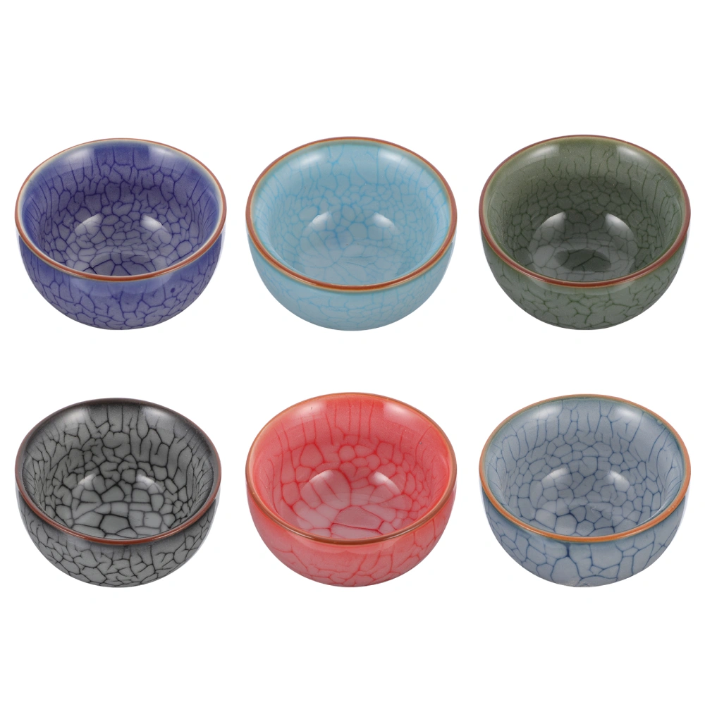 6pcs Exquisite Tea Cups Ceramic Teaware Retro Delicate Tea Bowls for Home