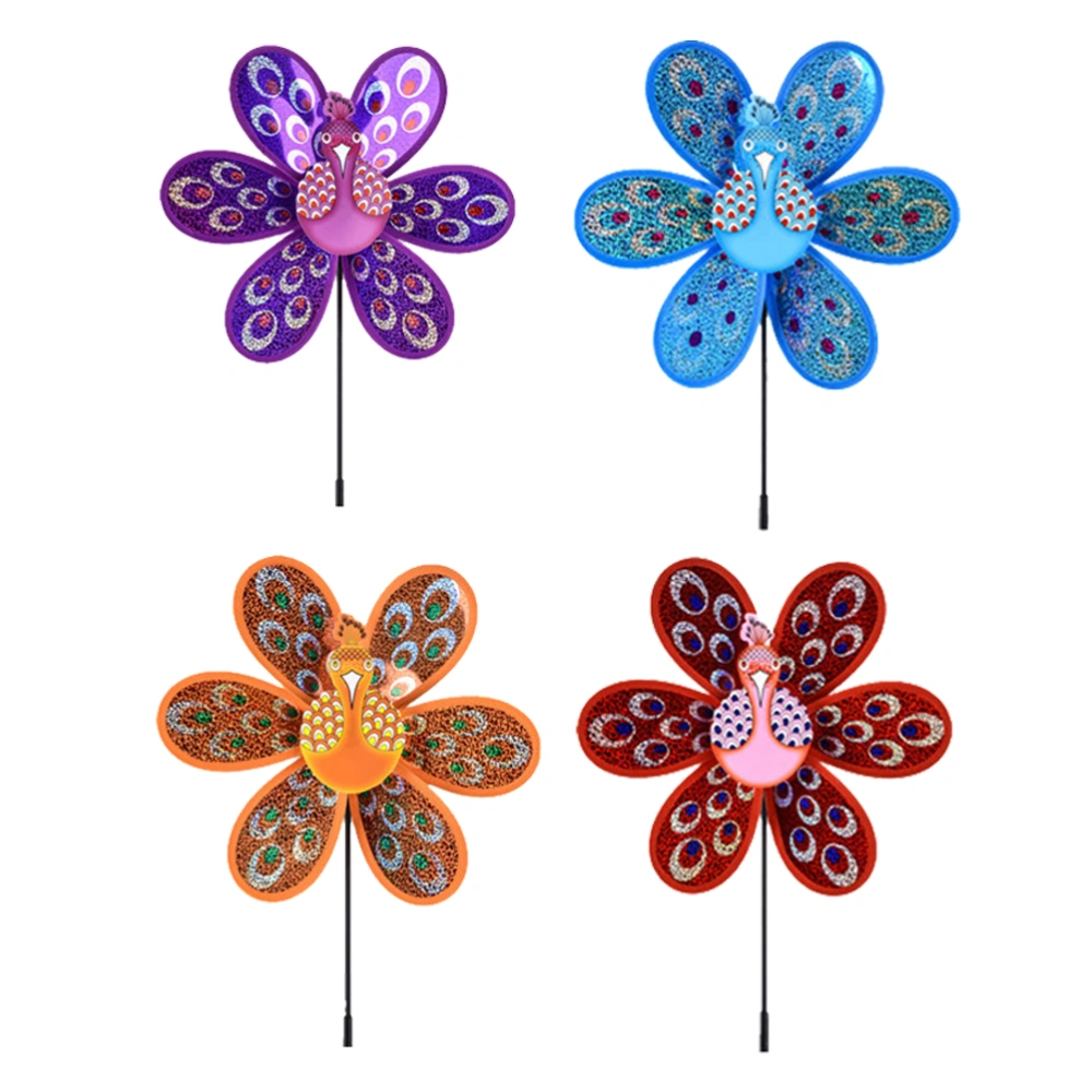 4Pcs Outdoor Kids Double-Layer Windmill Sequin Shaped Pinwheel Children Educational Toy Random Color