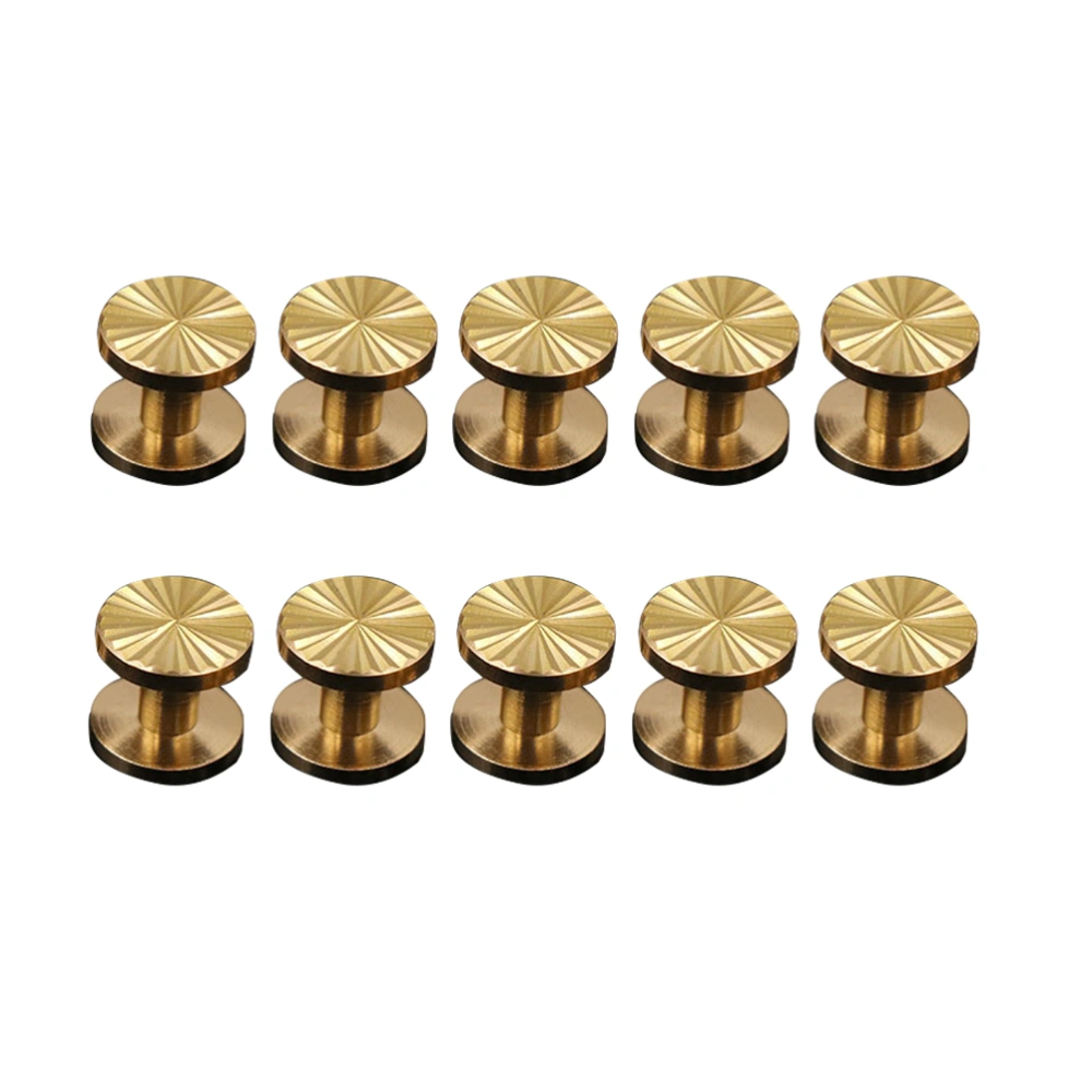 10pcs Solid Brass Sunflower Screws Stud Flat Fastener Belt Harness Nail Rivets Leather Craft DIY (10x4x5mm)