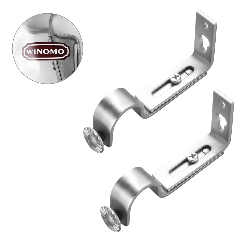 WINOMO 2PCS 18-22mm Adjustable Curtain Holder Curtain Drapery Rod Bracket (Matte Nickel-plated)